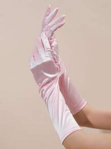 1双女士时尚缎面新娘手套，非常适合晚会和婚礼秋季配饰