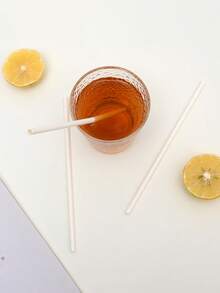 100 piezas de pajitas de papel blancas desechables para fiesta de cumpleaños, reuniones y eventos especiales - Blanco - Ver 5