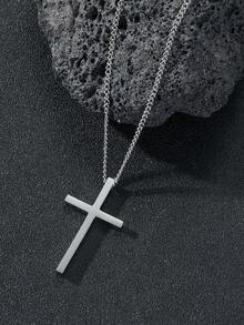 1入父親節禮物，不鏽鋼簡約基督教耶穌吊墜項鍊，附珠寶盒，送給父親和心愛的男性最理想的禮物 - 銀色 - 查看 7