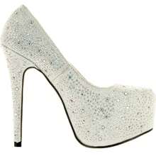 Womens Shiny Platform Pumps Shoes - White - View 3