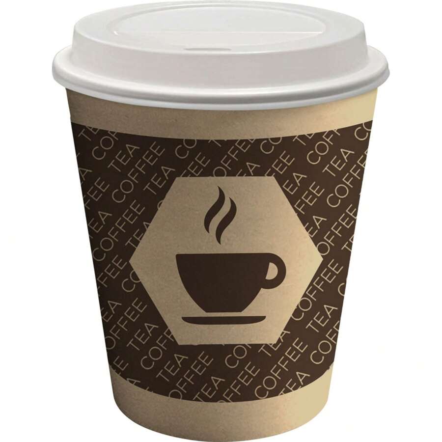 Algon SET VASOS DE CARTÓN 12 UNIDADES PARA CAFÉ CON TAPA 120CC ...