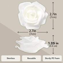 Bộ 5/10/15/20/25/30 bông hoa giả màu hồng, hoa trang trí tối giản bằng xốp PS, trang trí nhà cửa (bao bì OPP) - trắng - Xem 2