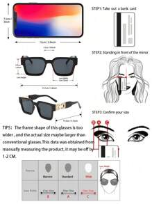 1pc Women's Geometric Frame Metal Chain Fashion Glasses, Fashionable For Outdoor Travel, Music Festivals And Other Occasions - Xám - Xem 6