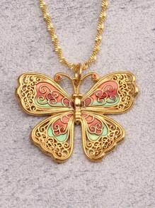 1入流行蝴蝶形吊墜長項鏈，復古簡約項鏈，適用於音樂節派對和送女友或母親的禮物 - 蝴蝶型 - 查看 13