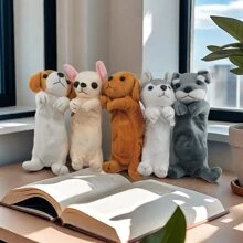Estuche de lápices de papelería de dibujos animados de perro de peluche, bolsa de lápices de animal para niños, suministros escolares, bolsa creativa para lápices de niña
