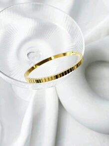 1 Pièce Bracelet Pour Femme En Acier Inoxydable, Couleur Unie, Anti-fading, Simple, Personnalisé, Empilable, Haut De Gamme Et À La Mode