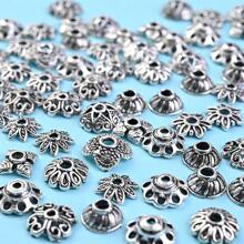 50/100入組合金花形珠蓋散珠間隔吊飾，適用於DIY項鍊手鍊珠寶製作 - 白K - 查看 7