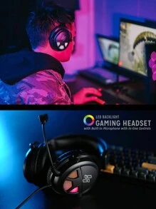 GX200 Wired Over-Ear Gaming Headset With High Quality RGB Lighting, Deep Bass, 3.5mm Plug, Compatible With Multiple Gaming Devices - Black - View 6