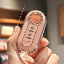 Key Fob Cover With Keyring Keychain Lanyard For Fiat 500 500L Brava Bravo Doblo Ducato Fiorino Punto Panda Palio Stilo Lancia,3 Buttons TPU Flip Key Fob Protective Cover Car Key Cover Case Car Accessories Bag Charm Backpack For School