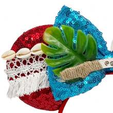 Disney Diadema con tema de la princesa Moana, diadema con lazo de lentejuelas de hibisco, accesorio para el cabello para decoración de fiesta y cosplay, decoración para el cabello de parque de diversiones