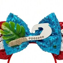 Disney Diadema con tema de la princesa Moana, diadema con lazo de lentejuelas de hibisco, accesorio para el cabello para decoración de fiesta y cosplay, decoración para el cabello de parque de diversiones