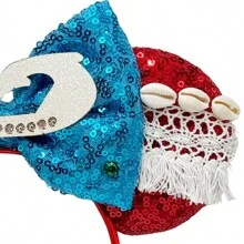 Disney Diadema con tema de la princesa Moana, diadema con lazo de lentejuelas de hibisco, accesorio para el cabello para decoración de fiesta y cosplay, decoración para el cabello de parque de diversiones