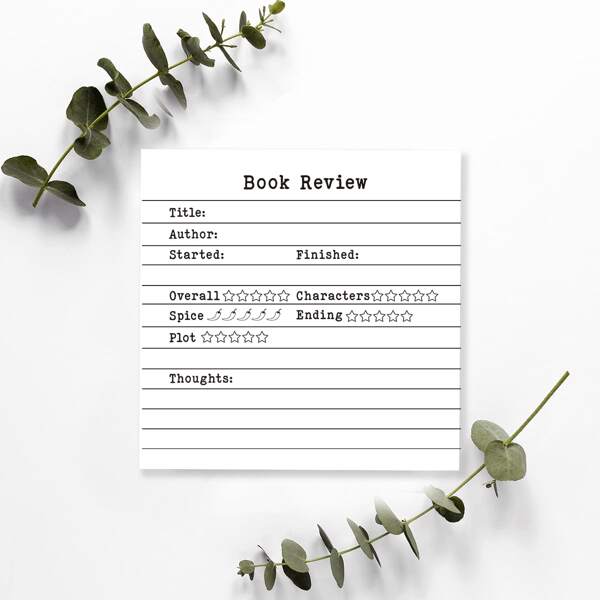 50 Sheets Book Review Sticky Notes, Self-Stick Reading Sticky Notepad, Bookworm Gift, Portable Reading Journal Notepad, Reading Notes, 3 X 3 Inches Back To School