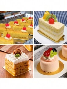 100pcs Mini Round Paper Cake Base, Golden Mousse Dessert Board, Disposable Paper Cupcake Base, Suitable For Wedding Birthday Party Dessert Display Tray Pastry Board - Oil-Proof And Moisture-Proof,Christmas