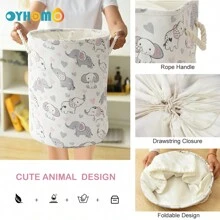 OYHOMO 1pc Animal Theme Laundry Basket With Drawstring Collapsible Washing Hamper Thick Fabric Storage Basket Bin For Organizing Clothes Toys Decor, Room Decorations, Decorations, Decor, Storage, Organizer Dress Pants Shoes Jeans Boots Skirt Laundry Hamper, Washing Basket Bathroom Organizer, Basket, Storage Basket, Foldable Laundry Basket - Animal - View 5