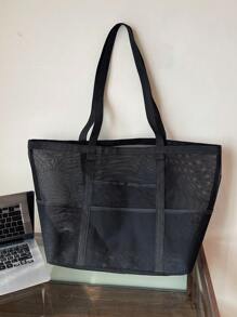 A Com Borda Costurada, Cor Sólida, Dobrável E Para Natação E Fitness, Também Adequado Para Armazenamento De Brinquedos De Banheiro, Leve, Grande Capacidade, Bolsa De Praia De Malha Portátil, Perfeita Para Viagens Em Família, Férias, Feriado, Praia, Camping E Caminhadas Mochila Escolar, Mochila De Volta Às Aulas, Grande Capacidade, Portátil, Adequado Para Meninas Adolescentes Mulheres Estudantes Universitárias, Perfeita Para Volta Às Aulas, Faculdade, Ensino Fundamental, Ensino Médio