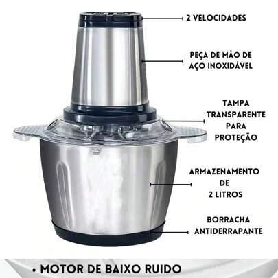 Picador De Alimentos Moedor De Carne Mixer Elétrica Processador Cozinha Casa - 110v e 220v