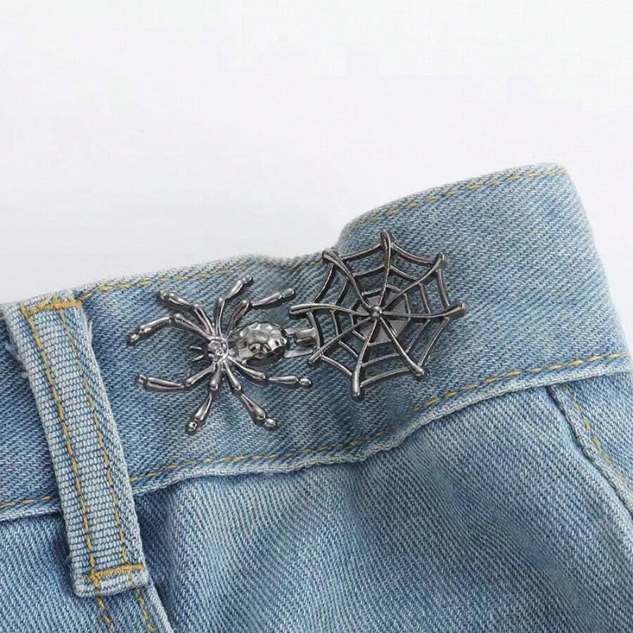 2 Par De Broch De Botón Araña Para Pantalon Vaqueros, Ajustador De Cintura Instantáneo Sin