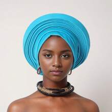 New Nigerian Wedding Elegant Gele Headtie Muslim Cap - Multicolor - View 3