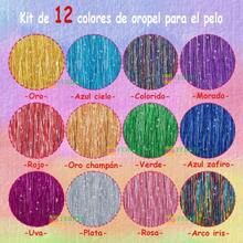 Kit De Extensiones De Glitter Tinsel Para Cabello 120cm 2Pcs - Multicolor - Ver 7