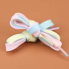 1 Pair Creative Ombre Candy Color Flat Shoelaces, Unisex & Kids, Suitable For Canvas Shoes, Sneakers, Skateboard Shoes, White Shoes