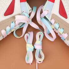 1 Pair Creative Ombre Candy Color Flat Shoelaces, Unisex & Kids, Suitable For Canvas Shoes, Sneakers, Skateboard Shoes, White Shoes