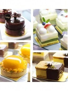 100pcs Mini Round Paper Cake Base, Golden Mousse Dessert Board, Disposable Paper Cupcake Base, Suitable For Wedding Birthday Party Dessert Display Tray Pastry Board - Oil-Proof And Moisture-Proof,Christmas