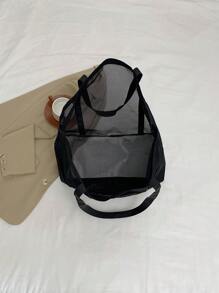 A Com Borda Costurada, Cor Sólida, Dobrável E Para Natação E Fitness, Também Adequado Para Armazenamento De Brinquedos De Banheiro, Leve, Grande Capacidade, Bolsa De Praia De Malha Portátil, Perfeita Para Viagens Em Família, Férias, Feriado, Praia, Camping E Caminhadas Mochila Escolar, Mochila De Volta Às Aulas, Grande Capacidade, Portátil, Adequado Para Meninas Adolescentes Mulheres Estudantes Universitárias, Perfeita Para Volta Às Aulas, Faculdade, Ensino Fundamental, Ensino Médio