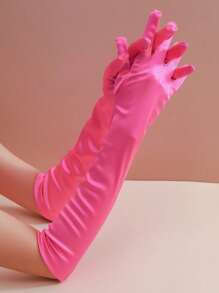 1 Pair Women Elegant And Fashionable Satin Bridal Gloves Suitable For Banquet, Wedding And Daily Outfits Matching Halloween Autumn Accessories