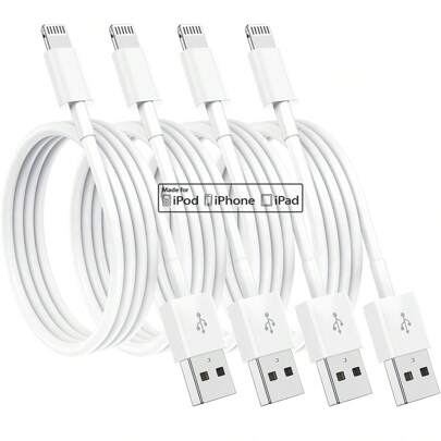 1-4 Packs Apple Charging Cables 3.3ft, Compatible With IPhone Chargers Cable, USB To Lightning Fast Compatible With IPhone Charging Cord Compatible With Compatible With IPhone 14/13/12/11/11Pro/11Max/ X/XS/XR/XS Max/8/7, Ipad(White)