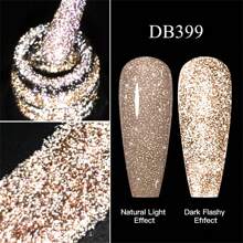 6 pièces Ensemble de vernis à ongles réfléchissant pailleté, Argent, Or, Rose brillant pailleté, Vernis semi-permanent, Amovible, Décoration d'art pour les ongles UV/LED, DIY pour les ongles, Manucure de qualité salon, Cadeau pour les femmes - Multicolore - Voir 8