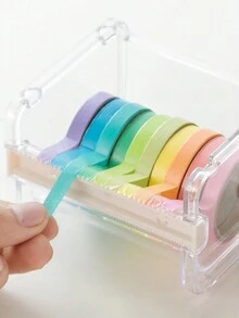 透明可見桌面多功能和紙膠帶切割器、卷軸紙膠帶盒（不包括和紙膠帶） - 彩色 - 查看 6