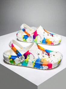 CIVHOM 女士染色花紋拖鞋，輕巧兩用花園拖鞋，夏季沙灘防滑拖鞋