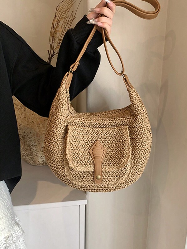Bolsa de Ombro Trançada na Moda para Mulheres, Nova Bolsa de Ombro e Transversal, Bolsa Versátil para Looks Casuais e Estilosos