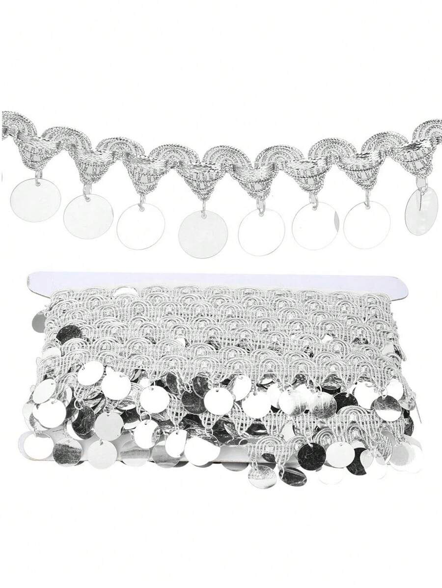 Women's Sequin Tassel, Belly Dance Hip Scarf Belt 10 Yards Belly Dance Tassel, Belly Dance Chain Sequin Round Coin Shape String Hip Scarf For National Dance Clothes Decoration Supplies Accessories - Silver - View 1