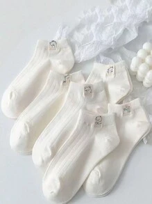 5 Pairs Random Delivery Women Short Socks, Korean Ins Style Low Vamp Ankle Socks, Thin Cute Casual Socks For Spring & Summer - Multicolor - View 5