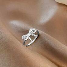 1 Stück Kupfer tauschierter Ring mit Strass-Zirkonia-Schleife, Valentinstag, Muttertag, Geschenk für Mutter