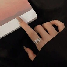 1 Stück Kupfer tauschierter Ring mit Strass-Zirkonia-Schleife, Valentinstag, Muttertag, Geschenk für Mutter