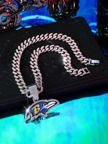 1個鋅合金飛鷹字母B形吊墜項鍊，附有鑽石 - 鷹頭字母B - 查看 9