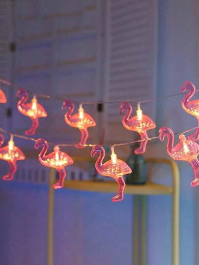 117Inch 30LED Pink Flamingo Lights, LED Flamingo String Lights Battery Operated Fairy Lights Outdoor Tropical Hawaiian Luau Party Wedding Birthday Decor,Christmas