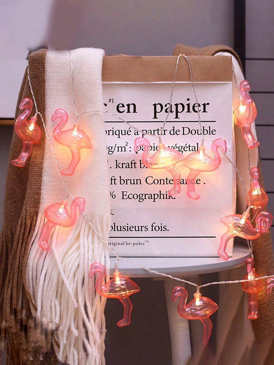 117Inch 30LED Pink Flamingo Lights, LED Flamingo String Lights Battery