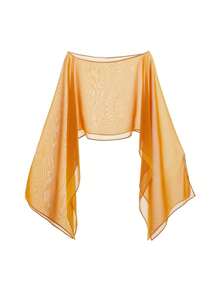 1pc Women's Sheer Chiffon Cape, Asymmetrical French Romantic Sun Protection Clothing Loose Outerwear With Resort Atmosphere, Short Length To Bare Midriff, Bikini Cover-Up