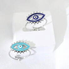 1 chiếc nhẫn mở trang trí mắt quỷ thời trang, thiết kế đơn giản cổ điển, thích hợp cho nam và nữ đeo hàng ngày hoặc đi biển - Nhẫn mắt quỷ - Xem 2