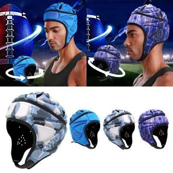 1入組多色柔軟外殼EVA頭盔，美式橄欖球頭部保護器，適用於欖球運動