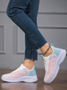 Women's Outdoor Sports Leisure Fashionable Breathable Running Lightweight Comfortable Lace-Up Hiking Shoes - Pink - View 5