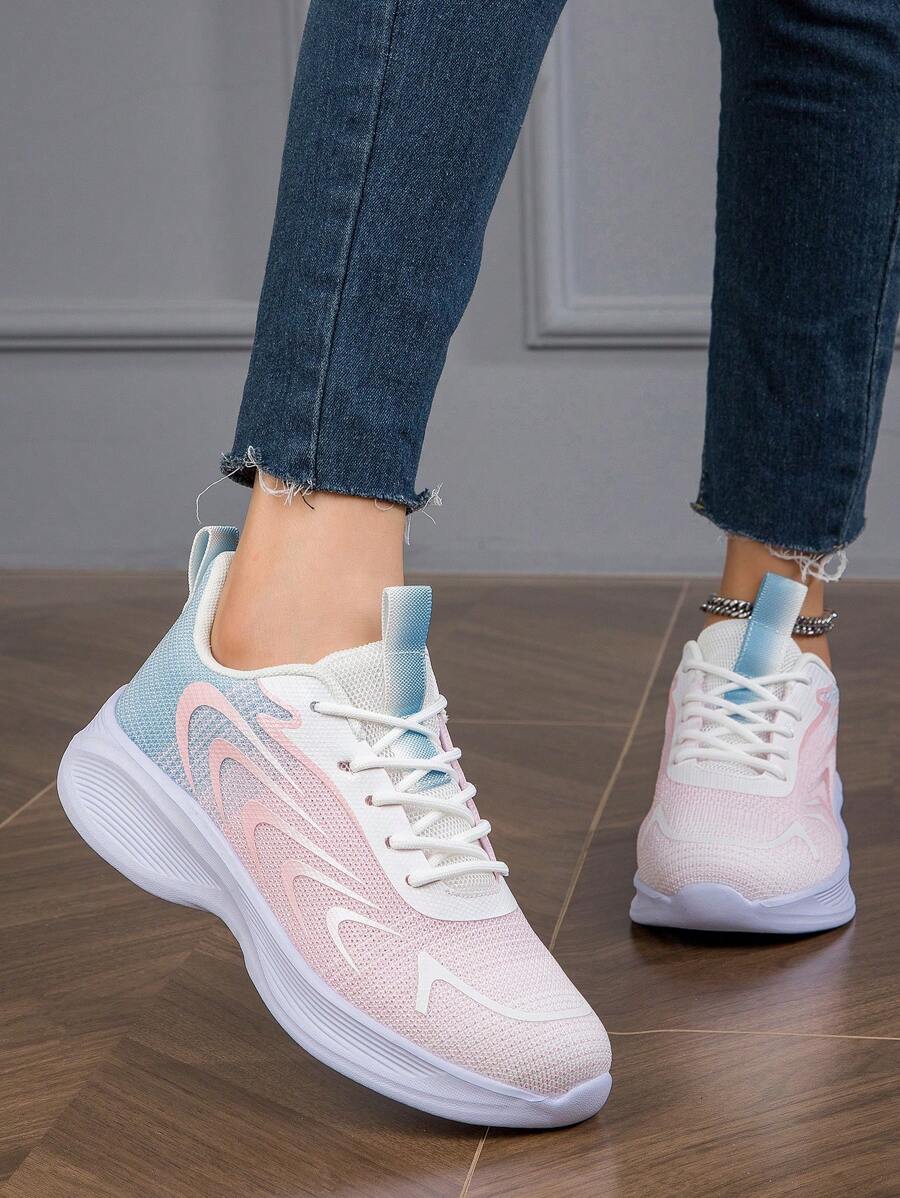 Women's Outdoor Sports Leisure Fashionable Breathable Running Lightweight Comfortable Lace-Up Hiking Shoes - Pink - View 1