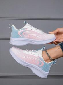 Women's Outdoor Sports Leisure Fashionable Breathable Running Lightweight Comfortable Lace-Up Hiking Shoes - Pink - View 4