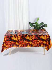 1pc 130*220CM/51.2*86.6IN Disposable Tablecloth, Personalized Flame Lava Pattern Table Cover, Suitable For Various Theme Parties And Daily Use - Multicolor - View 4