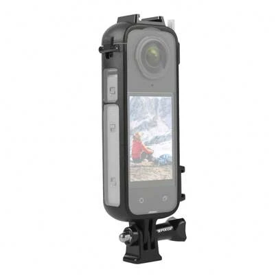 Puluz Insta360 X4 PULUX PC Plastic Protective Frame With Cold Shoe Adapter Bracket And Screws (Black)