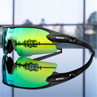  Scvcn Cycling Glasses Sports Glasses, Suitable For Fishing, Cycling, Outdoor Activities, Hunting, Beach Style, Windproof, Hiking, Running, Unisex, Multi-Color Frames, Extra 2 Replaceable Lenses (Including Polarized Lenses)